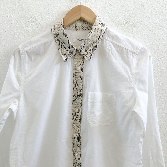 EQUIPMENT Contrast Snake Print Collared Shirt Small Size - Picture 4 of 9